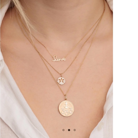 Sydney Evan pendant necklace, pure collection, 14 K gold chain and LOVE script - Picture 7 of 7